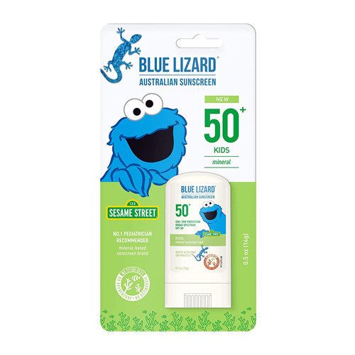 Blue Lizard Australian Sunscreen Kids Mineral Sunscreen Stick SPF 50+ Unscented, 0.5 Oz
